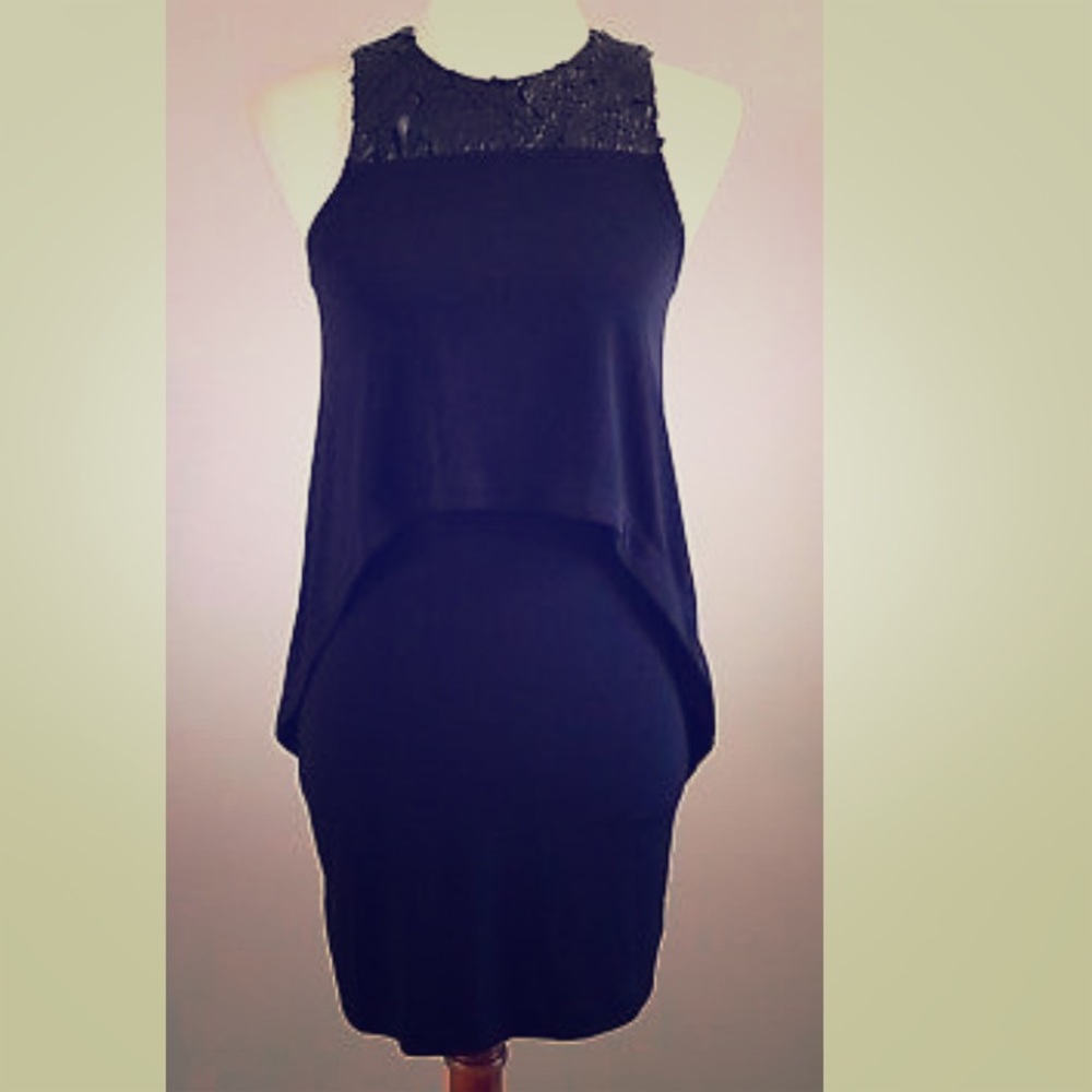BCBGeneration Black Sleeveless Layered Dress